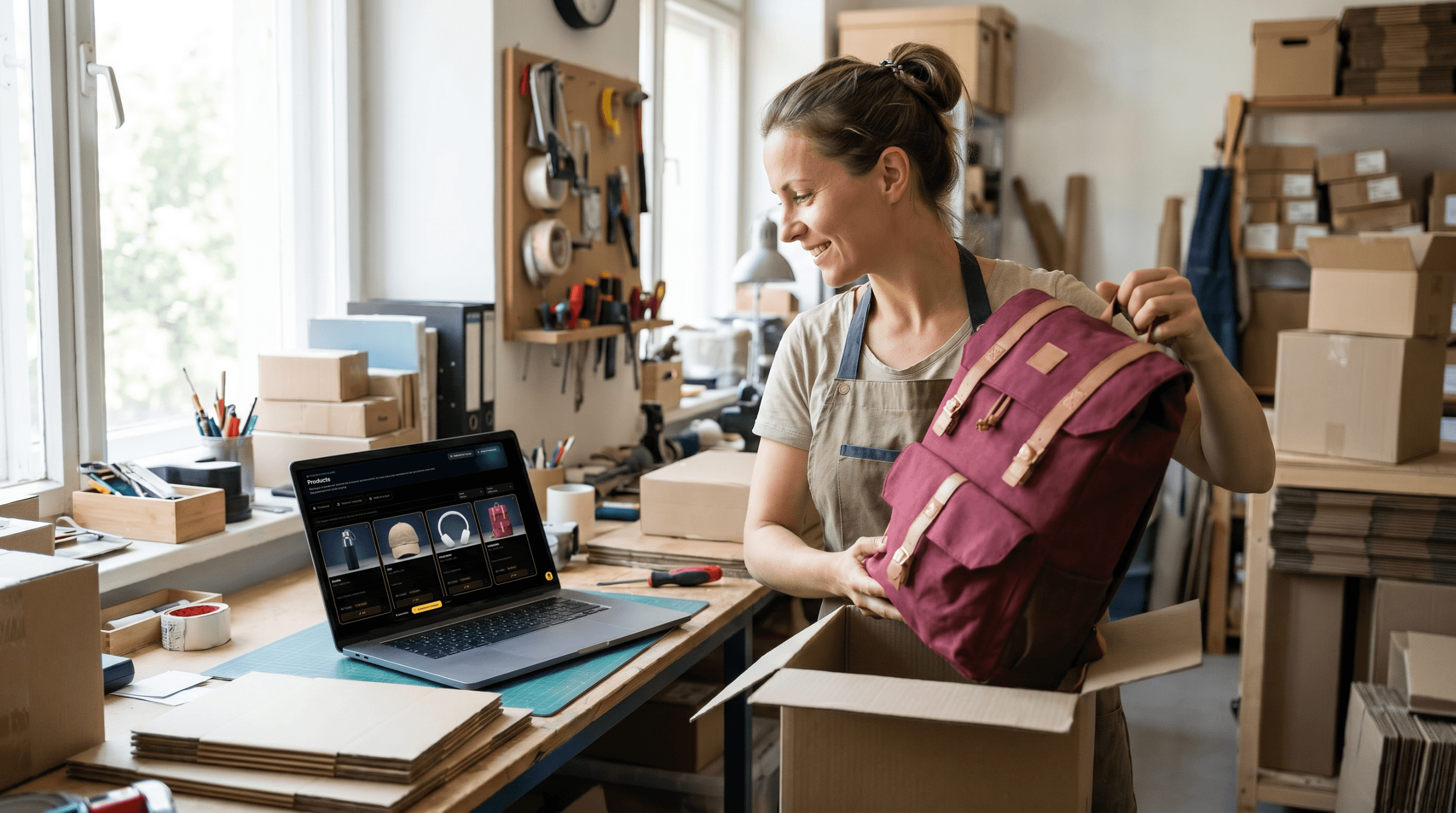 Small business owner managing their brand and products