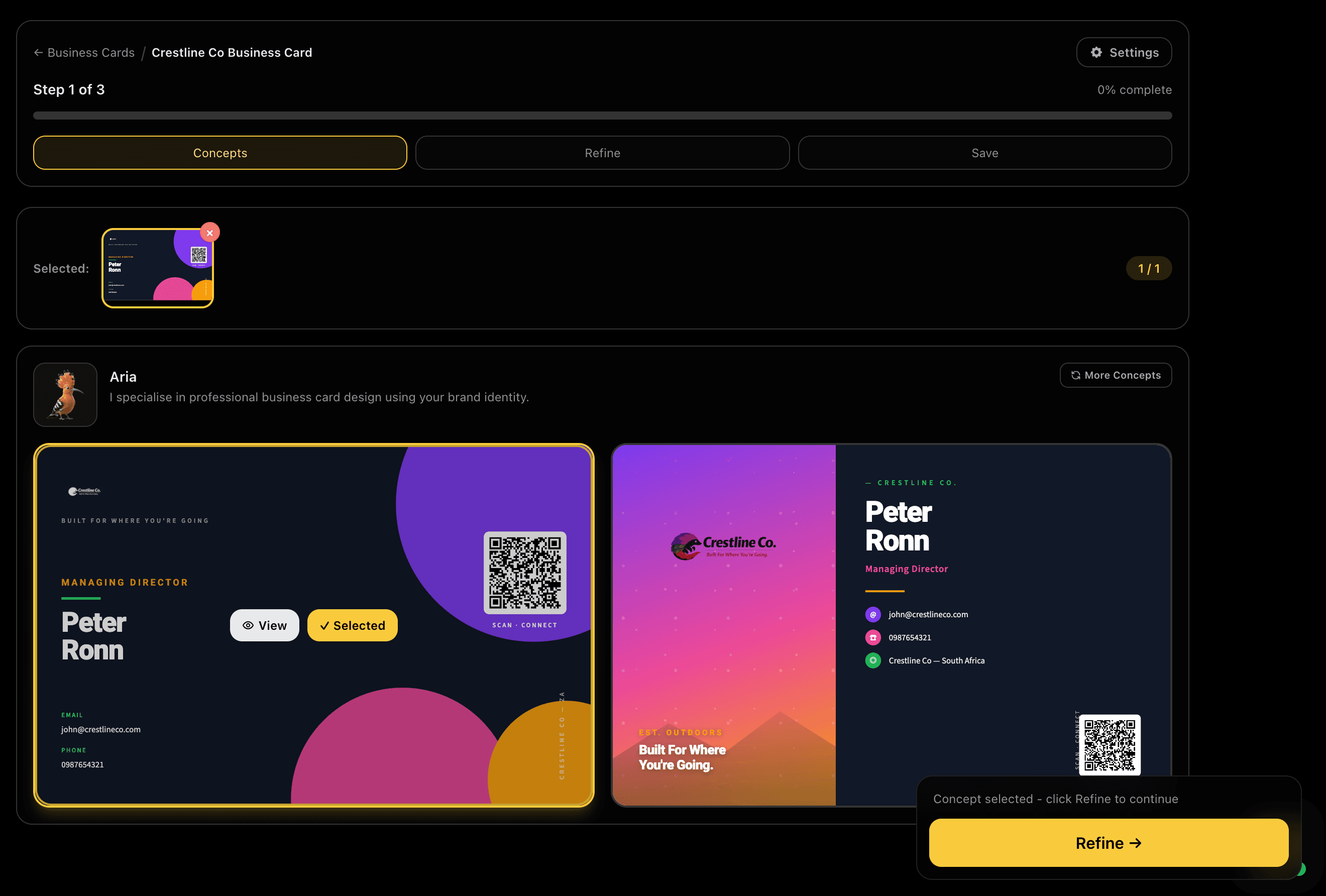 Concepts from Assistant Designers