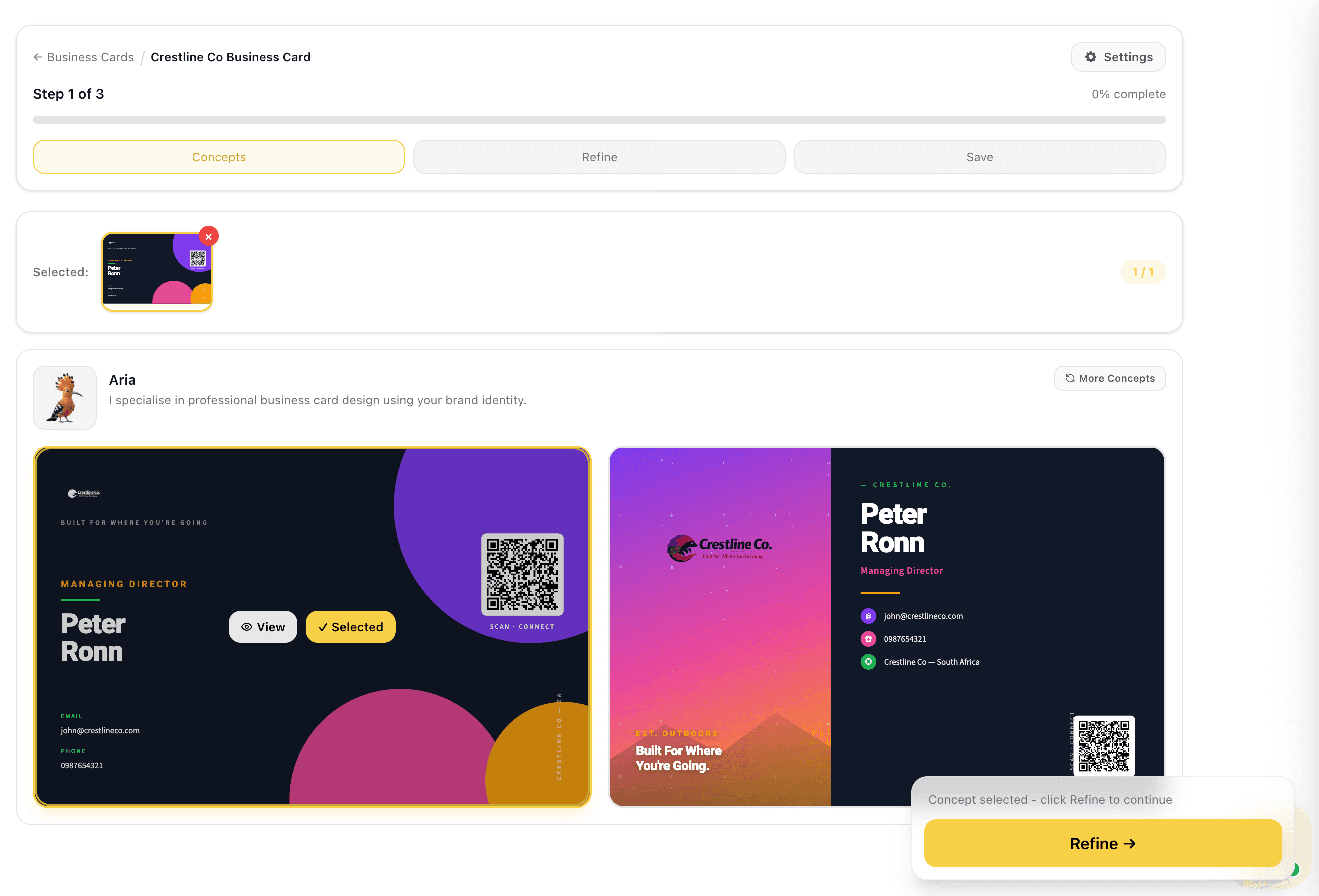 Concepts from Assistant Designers