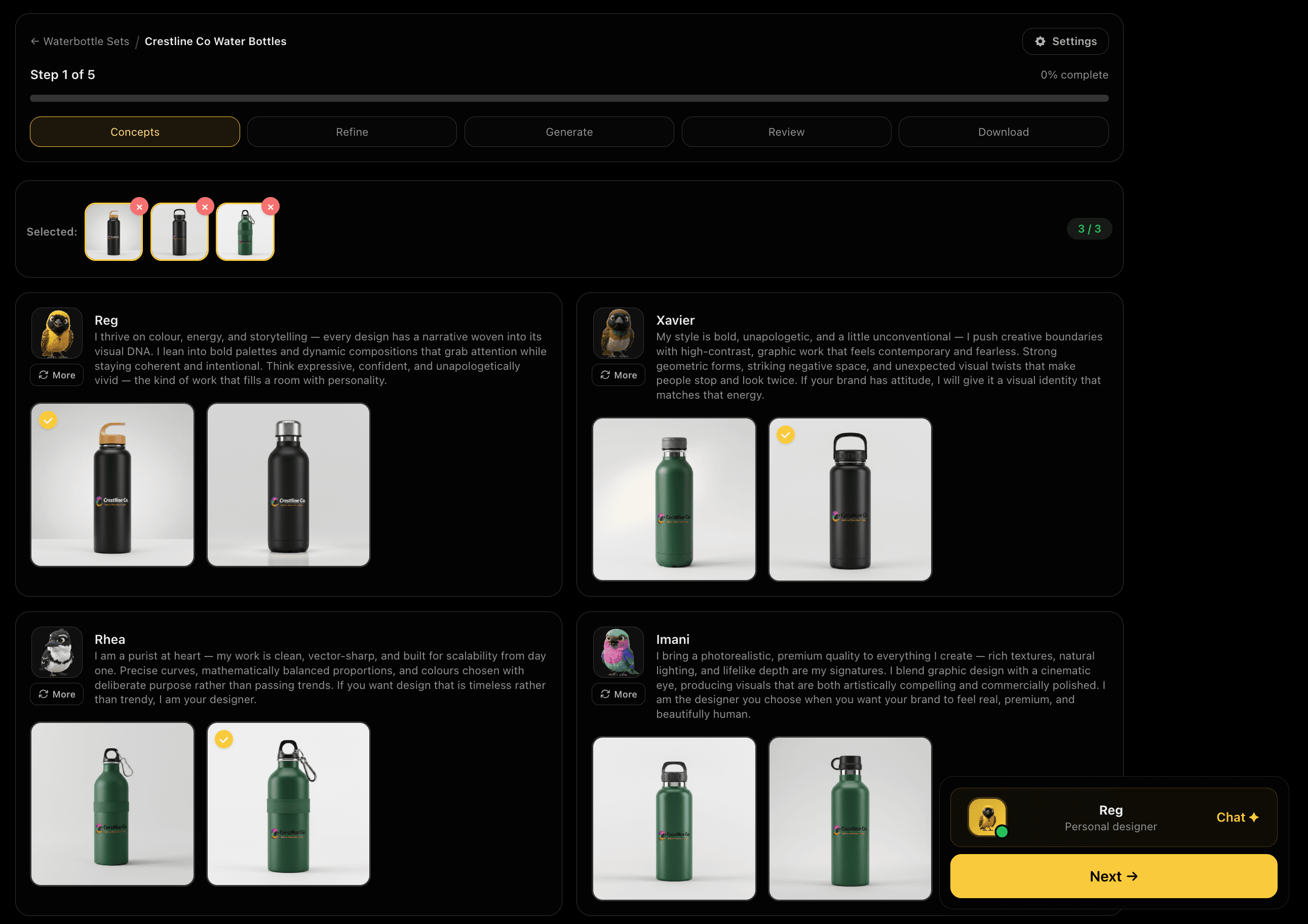 Concepts from Assistant Designers