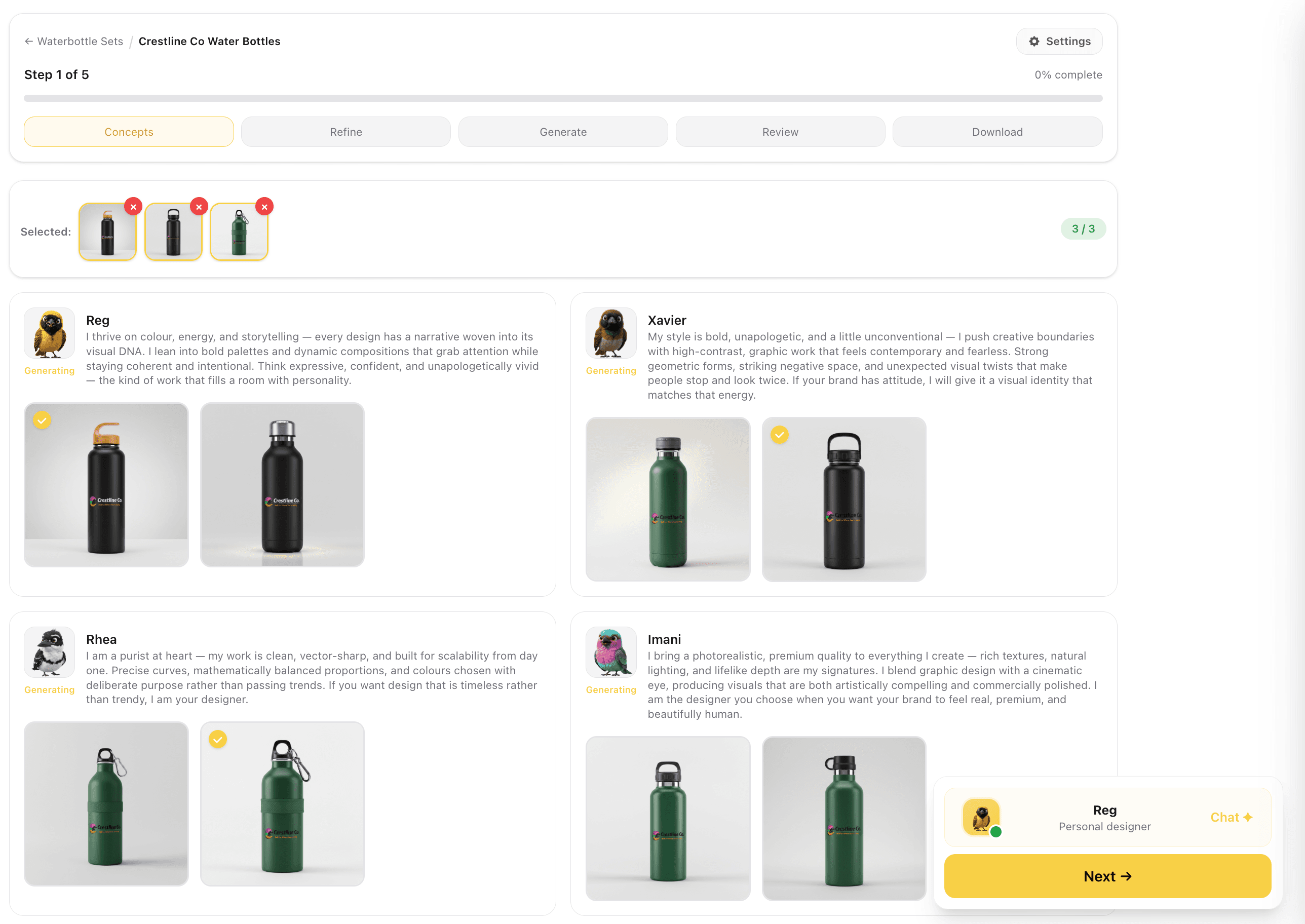 Concepts from Assistant Designers