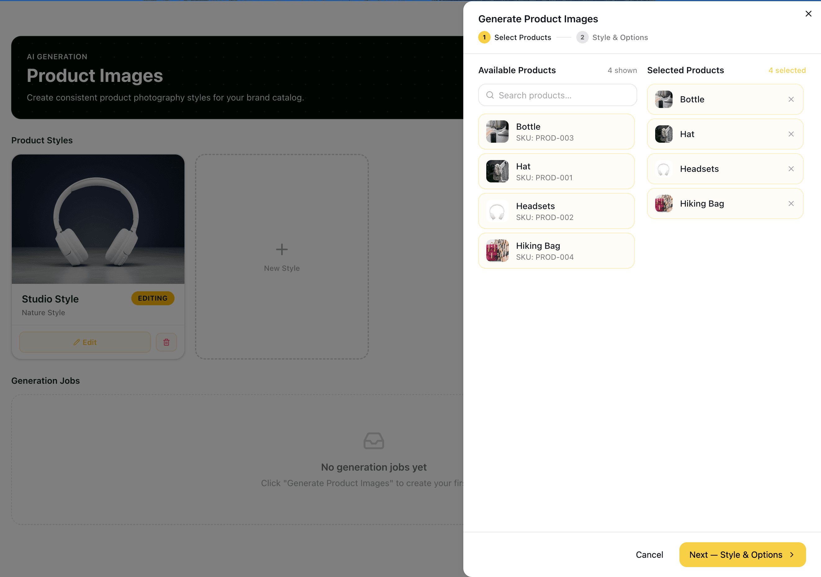 Select Products to Generate