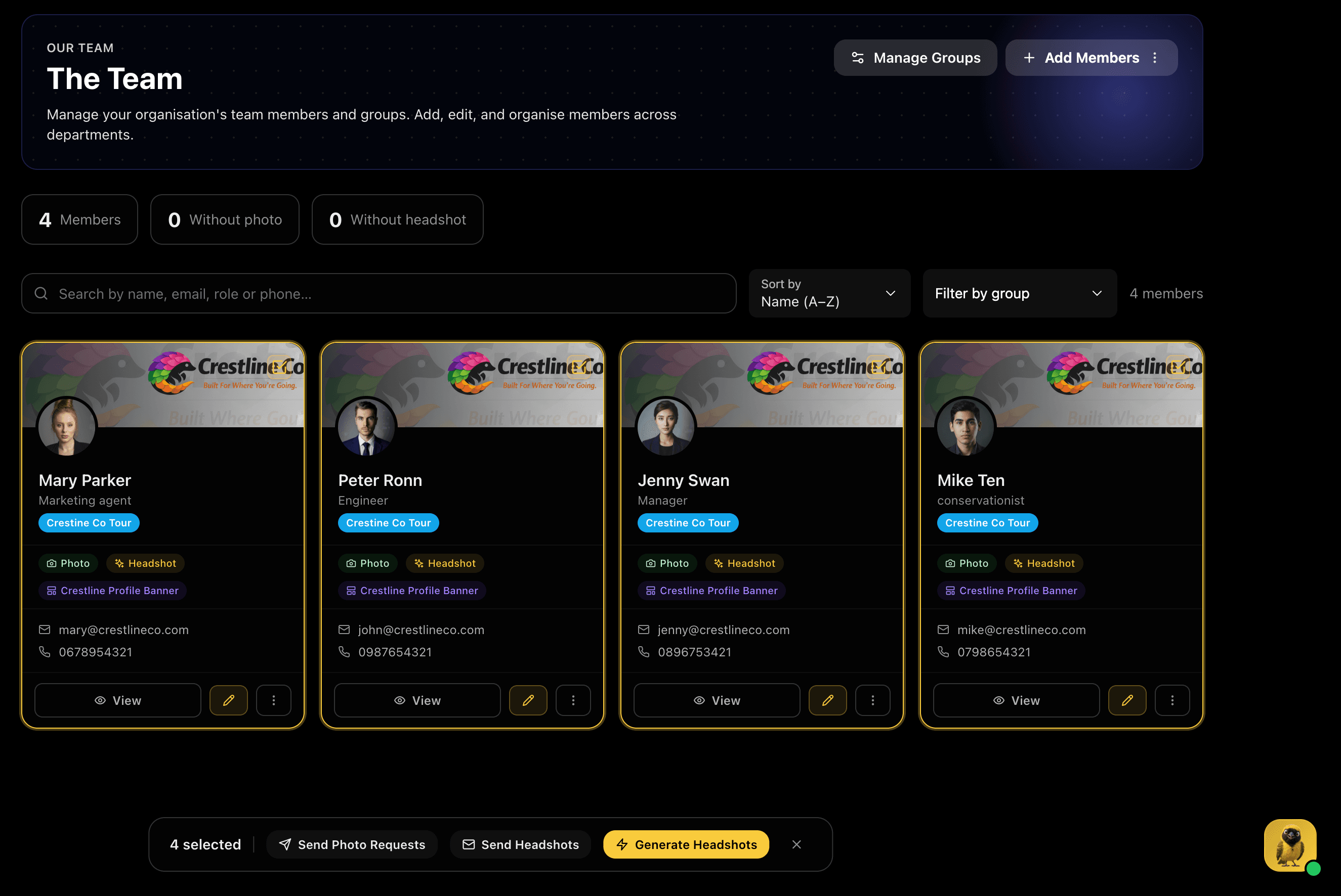 BrandWeave team headshots management across an enterprise team