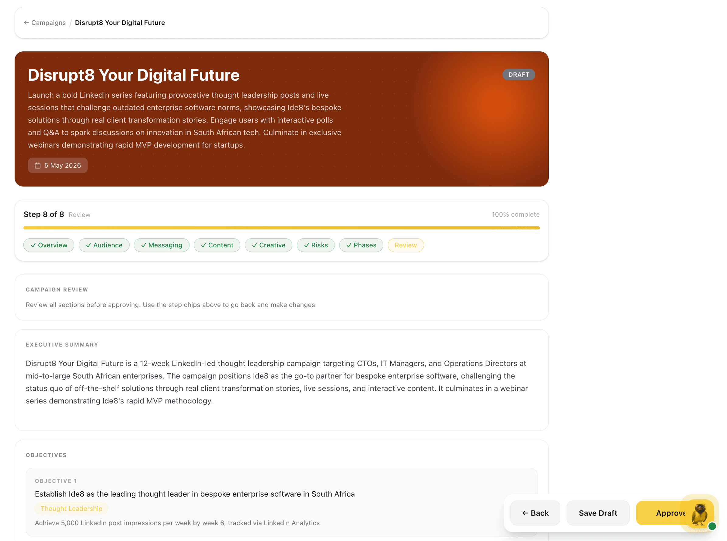 Step 8, Review and Approve