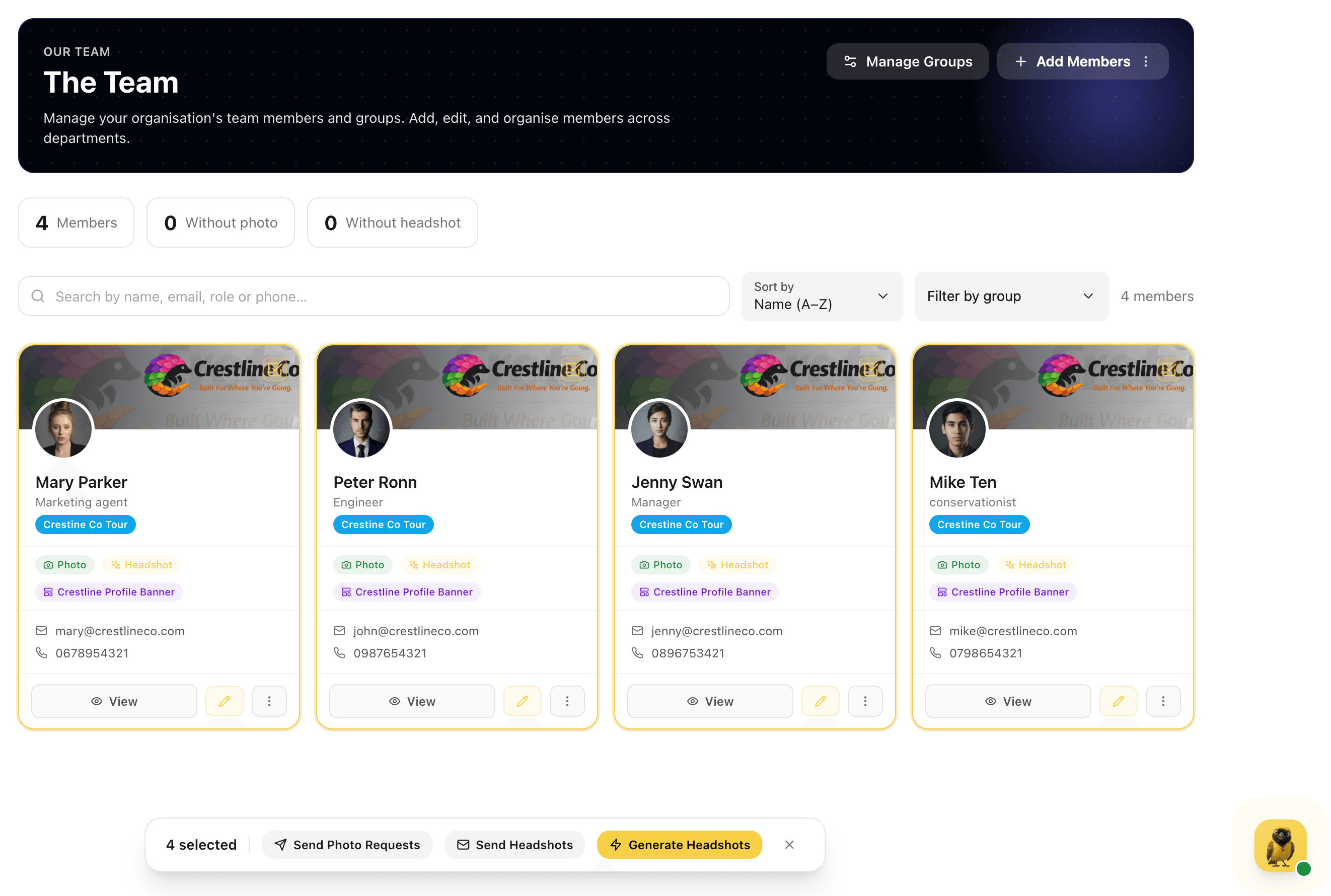 BrandWeave team headshots management across an enterprise team